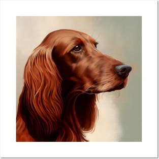 Watercolor Portrait of a Red Irish Setter Posters and Art